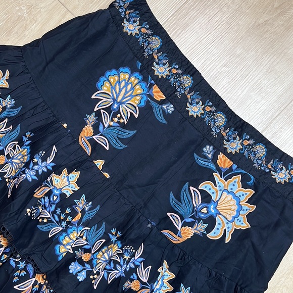 Farm Rio Stitched Garden High Waist Miniskirt black, size large 1225 - Picture 6 of 9